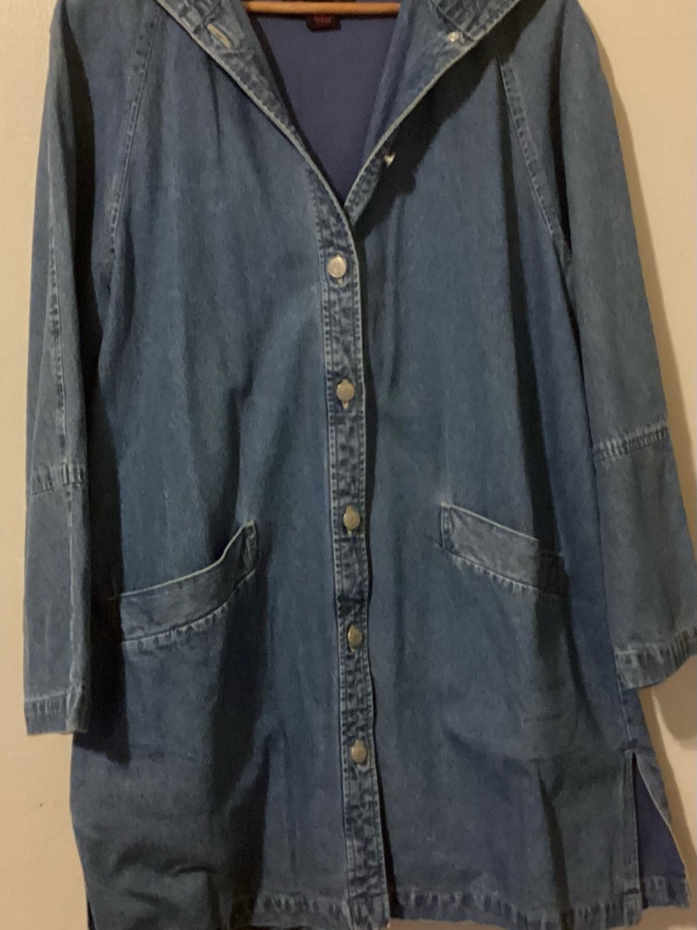 Denim & Co Denim Oversized Long Hooded Med P2P: 21 1/2 - Picture 2 of 6